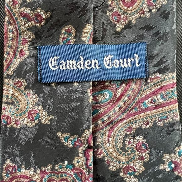 Men’s Camden Court Tie – Charcoal Gray background with a Paisley Design - Picture 2 of 4